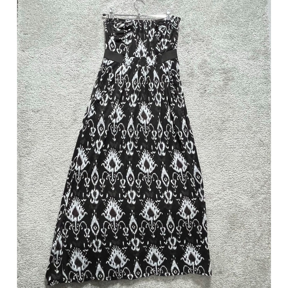Accidentally in Love Dress‎ Women's Small Black White Geo Printed Strapless Maxi